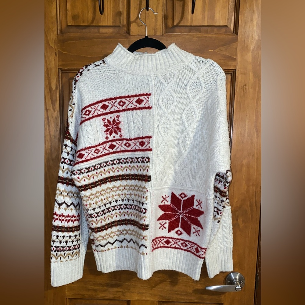 American Eagle  Sweater with Red and White Patterns